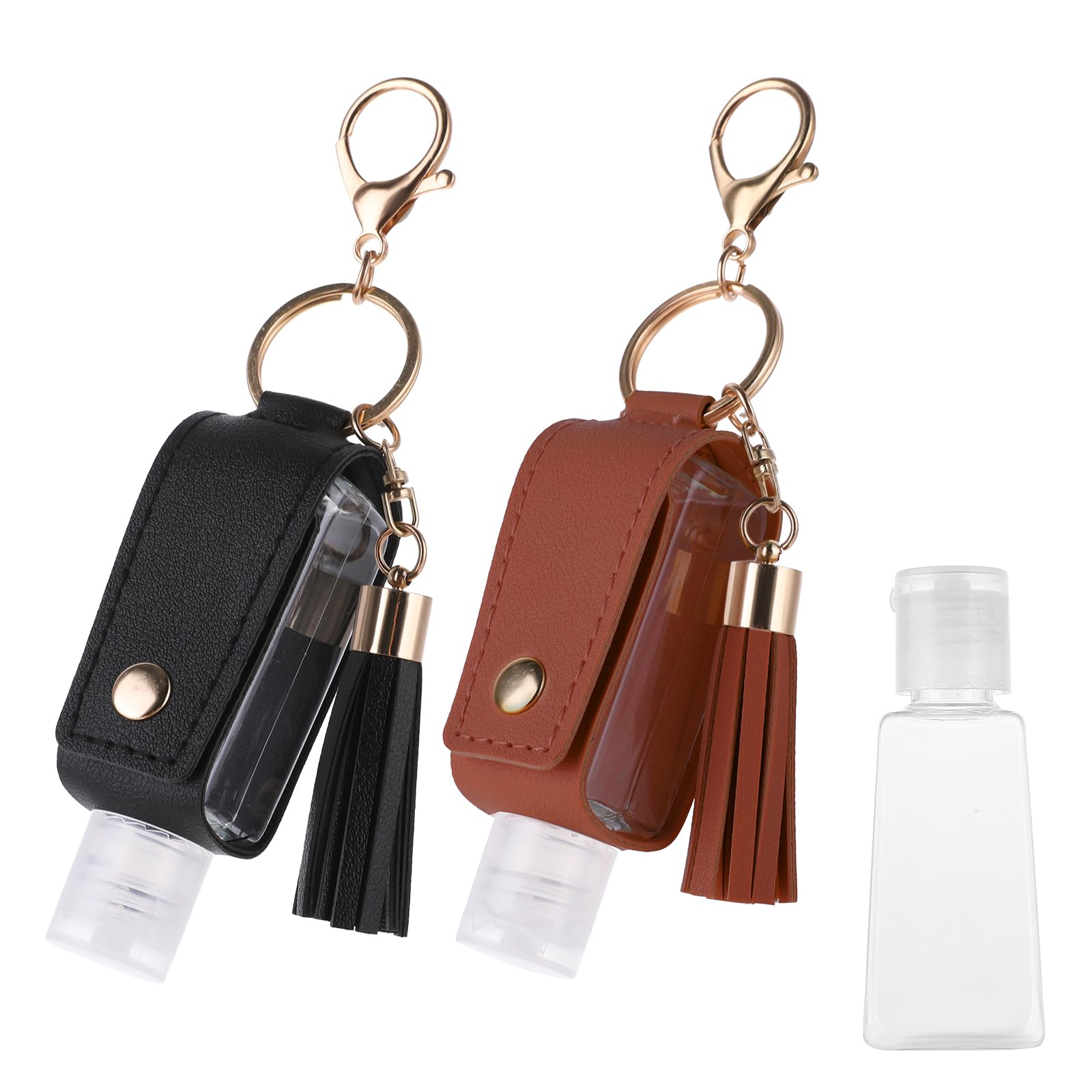 Molain 2 Pcs Hand Sanitizer Keychain 30ml Portable Leather Hand Sanitizer Holder Leakproof Empty Bottles Hand Sanitizer Travel Holder Bottle