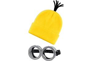 2Pcs Costume Accessories Adult Steampunk Goggles Glasses Yellow Beanie Knit Hats Women...