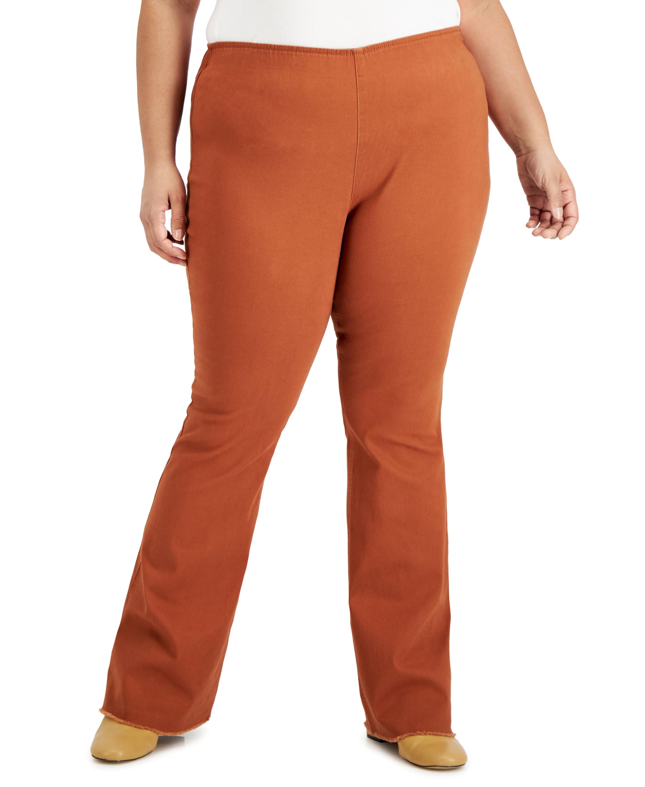 Tinseltown Womens Trendy Plus Size High Rise Flare Pants Coconut Shell 14W
