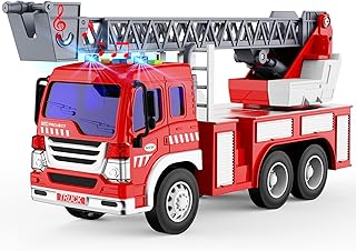 GizmoVine Fire Engine Toys, Fire truck toy for 2 Year Olds, Kids toys with Light Sound Extending Ladder, Friction Powered Vehicle Car for 3 4 5 6 7 8 year olds, Birthday Christmas Party Gift