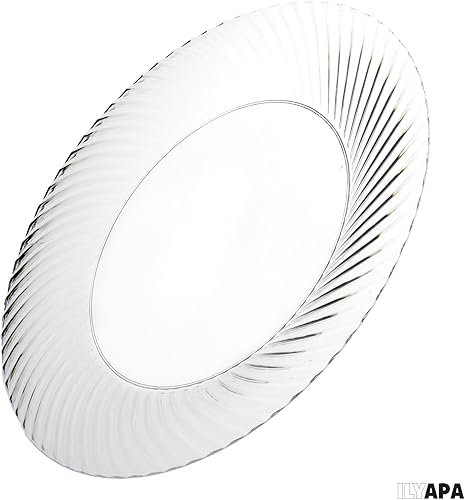 Miniatura 6 de Ilyapa Paquete de 100 platos de postre desechables de 10 pulgadas, juegos de fiesta de plástico transparente para 100 invitados, platos