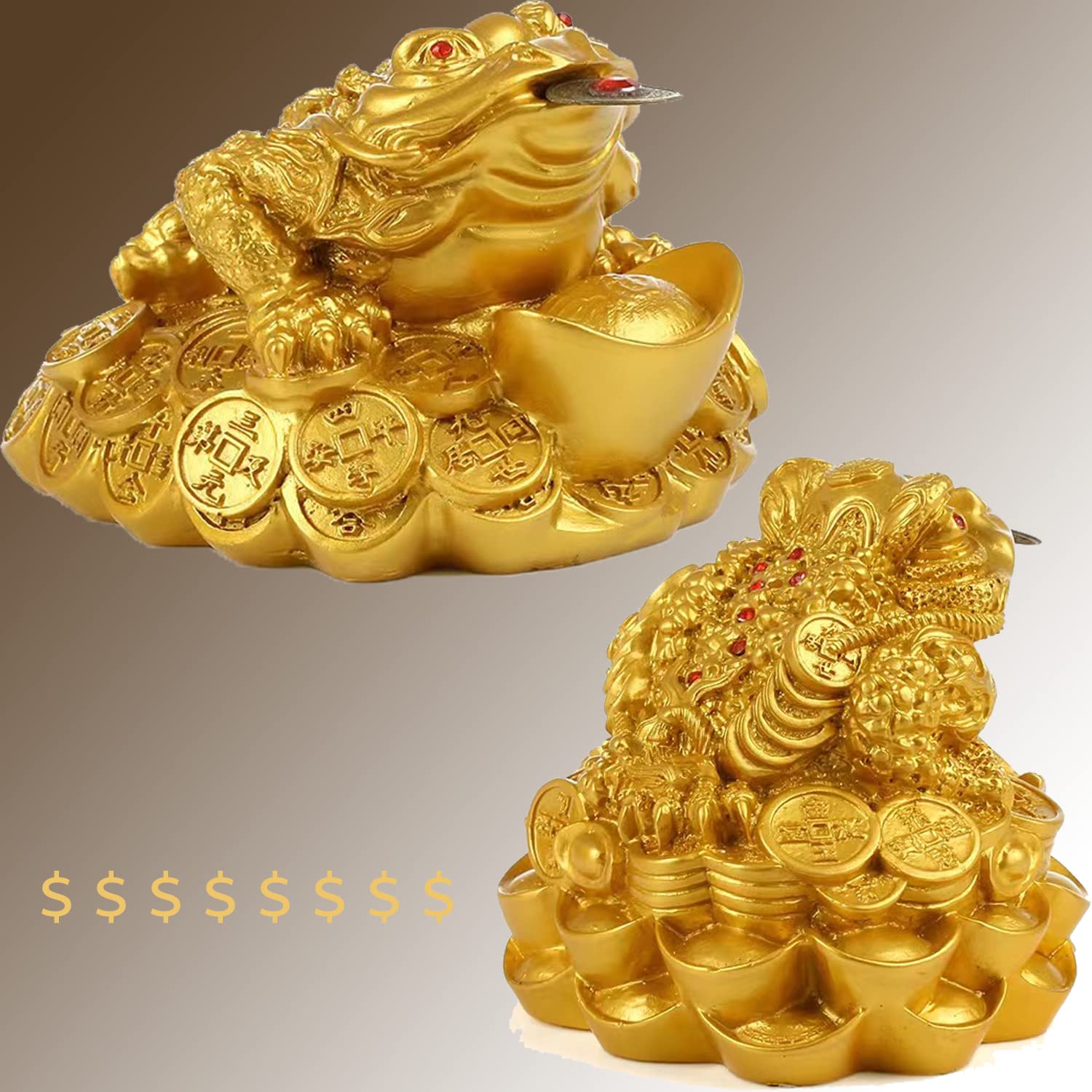 Rana Portafortuna Feng Shui Dorata, 2 Pezzi, Con Moneta In Bocca, Simbolo Ricchezza, Decorazione Casa E Negozio, 5 Cm - 5