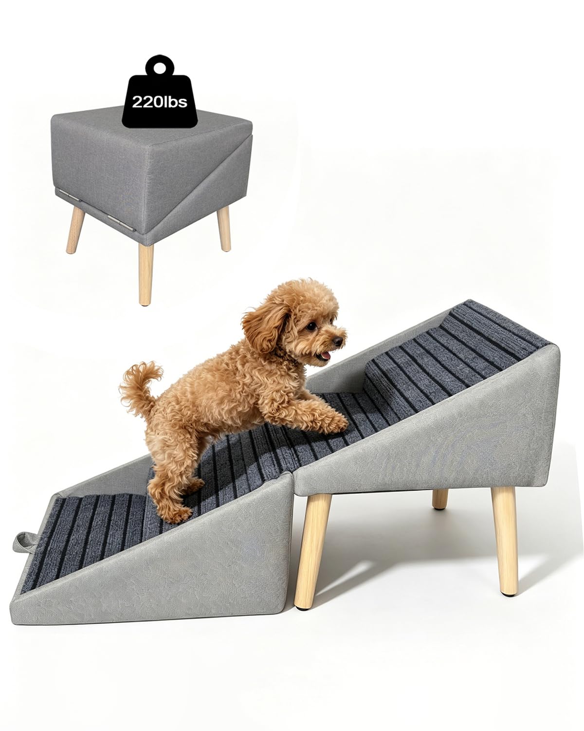 Rampe pour chien antidérapante escalier pliable 4 marches lit