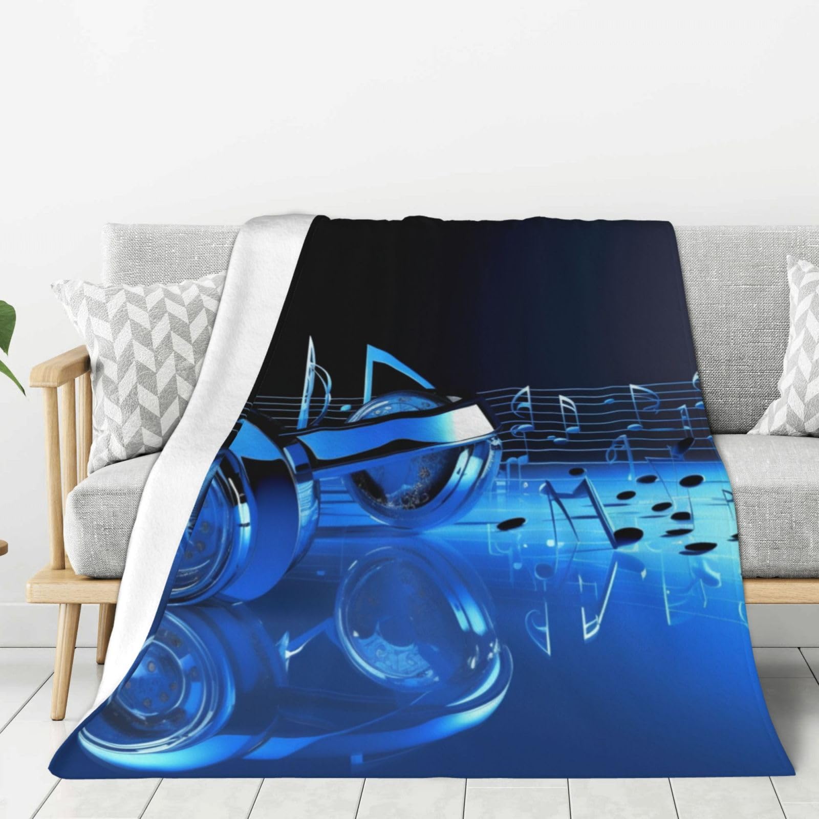 Couverture en flanelle douce toutes saisons 203x152cm plaid musique