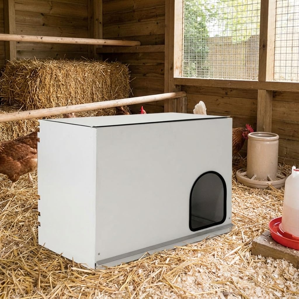 Suinga Nido Interior para Gallinas 78x40x50 cm con Bandeja Extraíble | Refugio para Aves, Nido Avicope Blanco para Gallinas