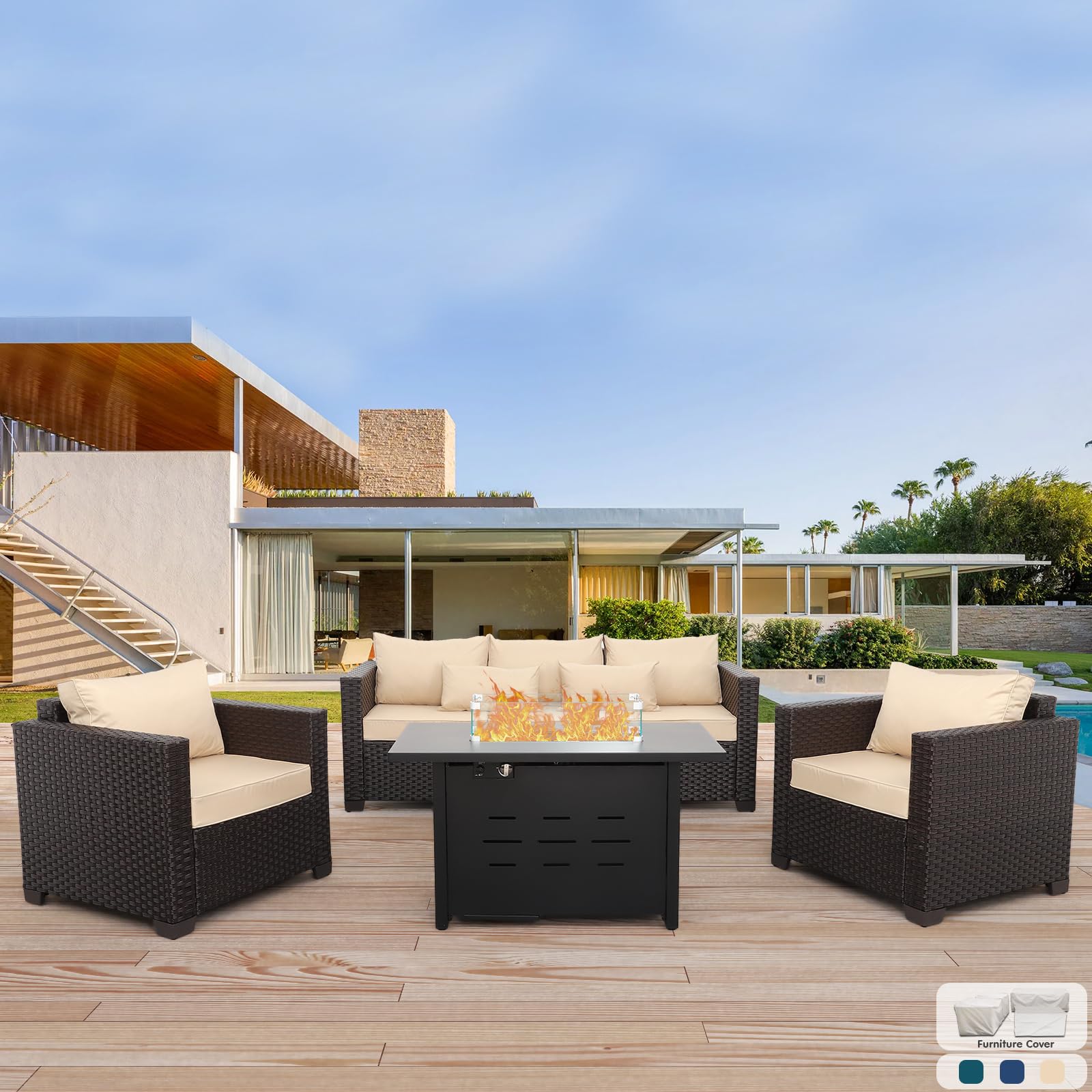19 Sets Of Patio Furniture with Fire Pits For Cozy Outdoor Seating Solutions 19 Patio Furniture with Fire Pits