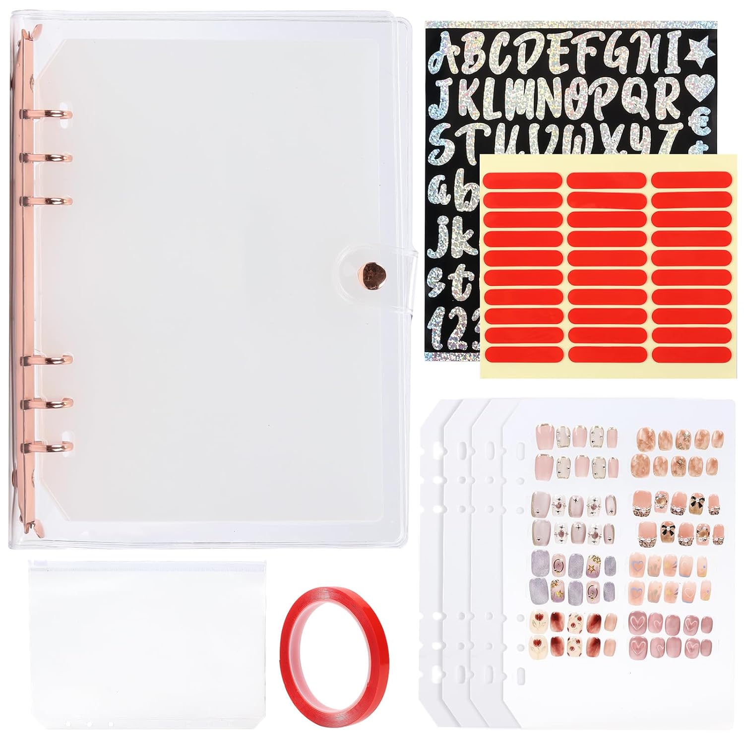 Press On Nail Book Organizer, A5 Nail Storage Binder with Display Pages