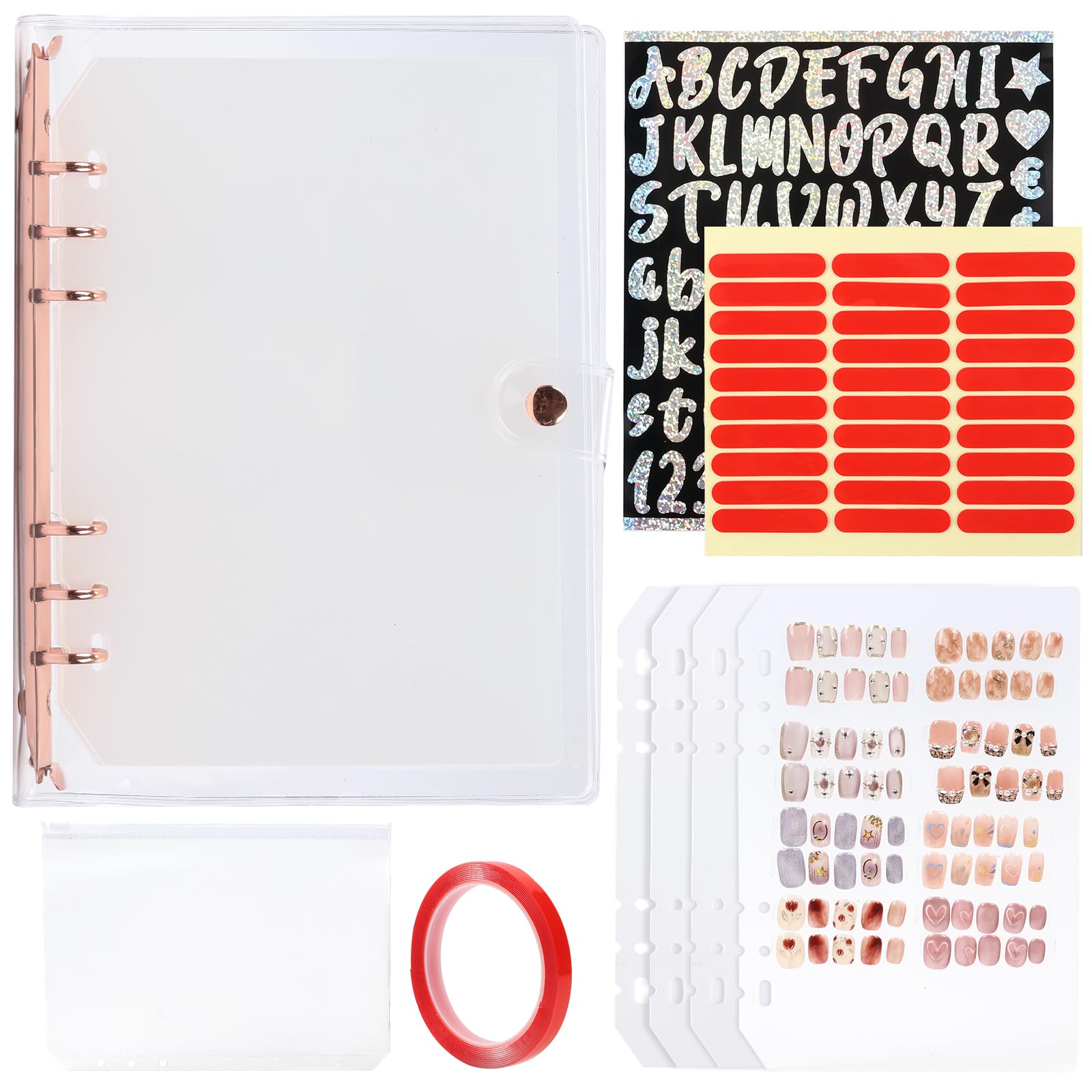Press On Nail Book Organizer, A5 Nail Storage Binder with Display Pages