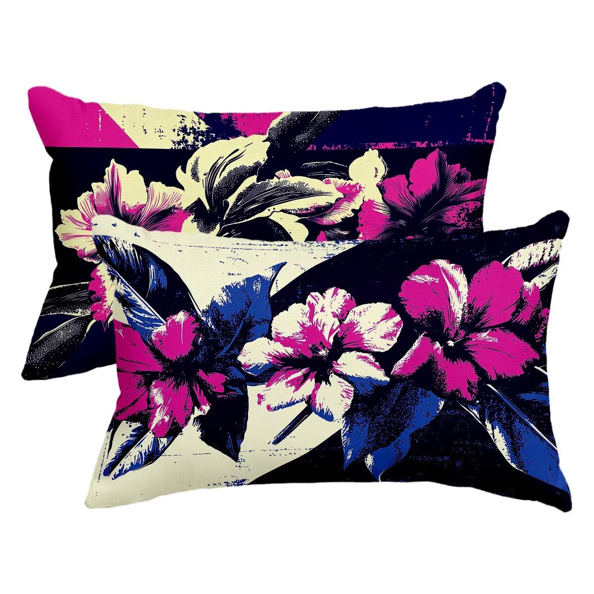 Housse de coussin floral en lin imperméable 40x80 cm pour un patio raffiné