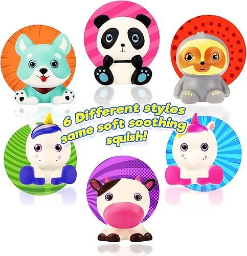 Miniatura 2 de JA-RU Animales esponjosos de espuma jumbo (6 juguetes esponjosos surtidos) de levantamiento lento Squishy lindos animales para niños. Paquete de