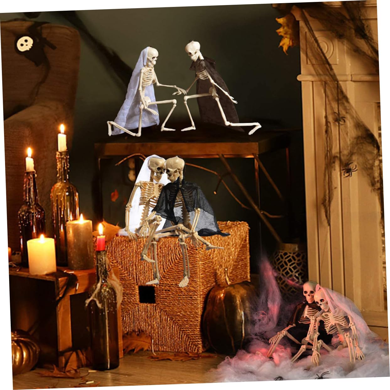 BESTonZON 4 Pz Scheletro di Halloween scheletro decorazione della casa stregata oggetti di scena 4 pezzi halloween party regalini halloween arredamento scheletro di Halloween plastica