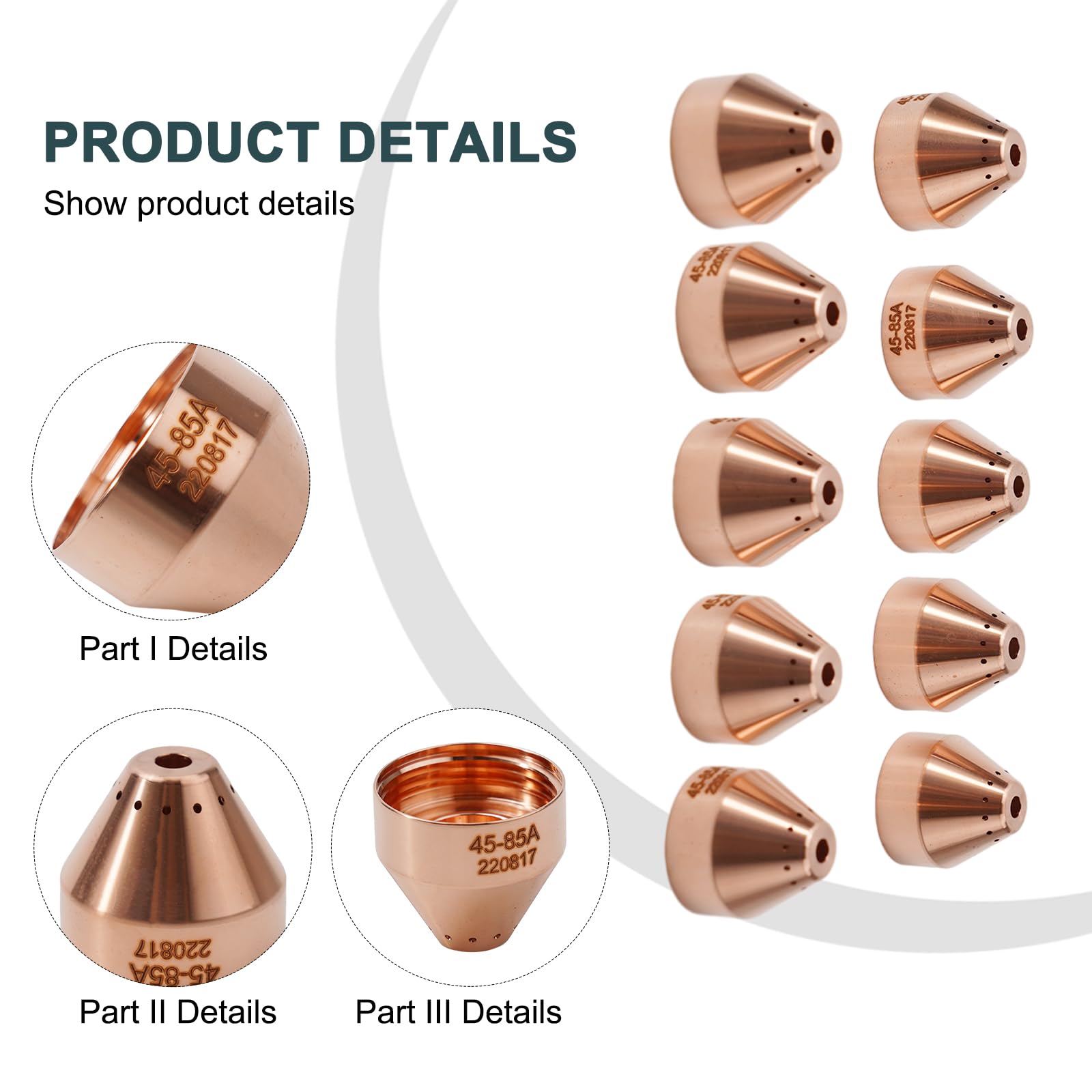 10Pcs 220817 Plasma Cutter Shield Fit For 45XP6585105 Plasma Cutter Machine Mechanized Plasma Cutting Torch Consumable product thumbnail 8