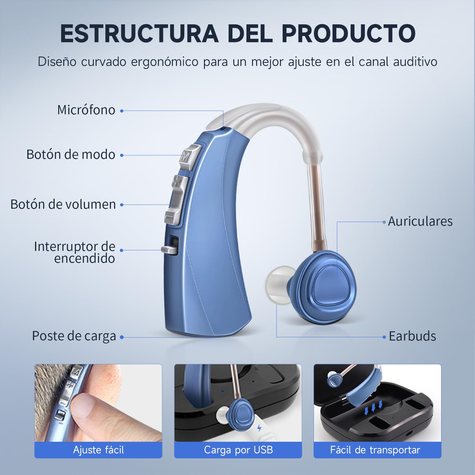 Britzgo VHP1220 - Auricular inteligente con cancelación de ruido, dos chips digitales y una funda de carga portátil para hasta 33 horas de duración de la batería