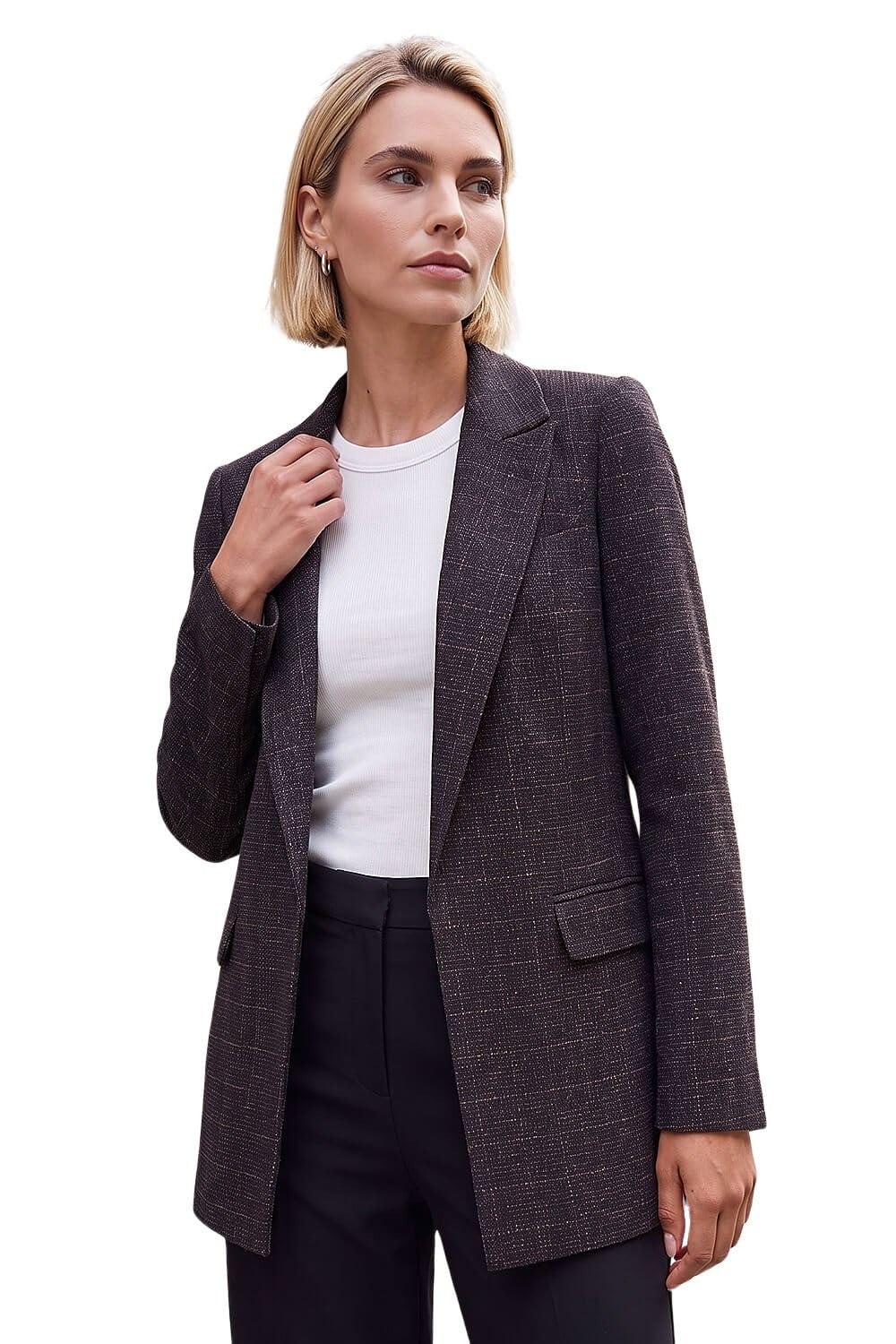 Roman Originals Tailored Collar & Revere Blazer for Women UK - Ladies Everyday Autumn Winter Comfy Soft Evening Vacation Work Party Night Out