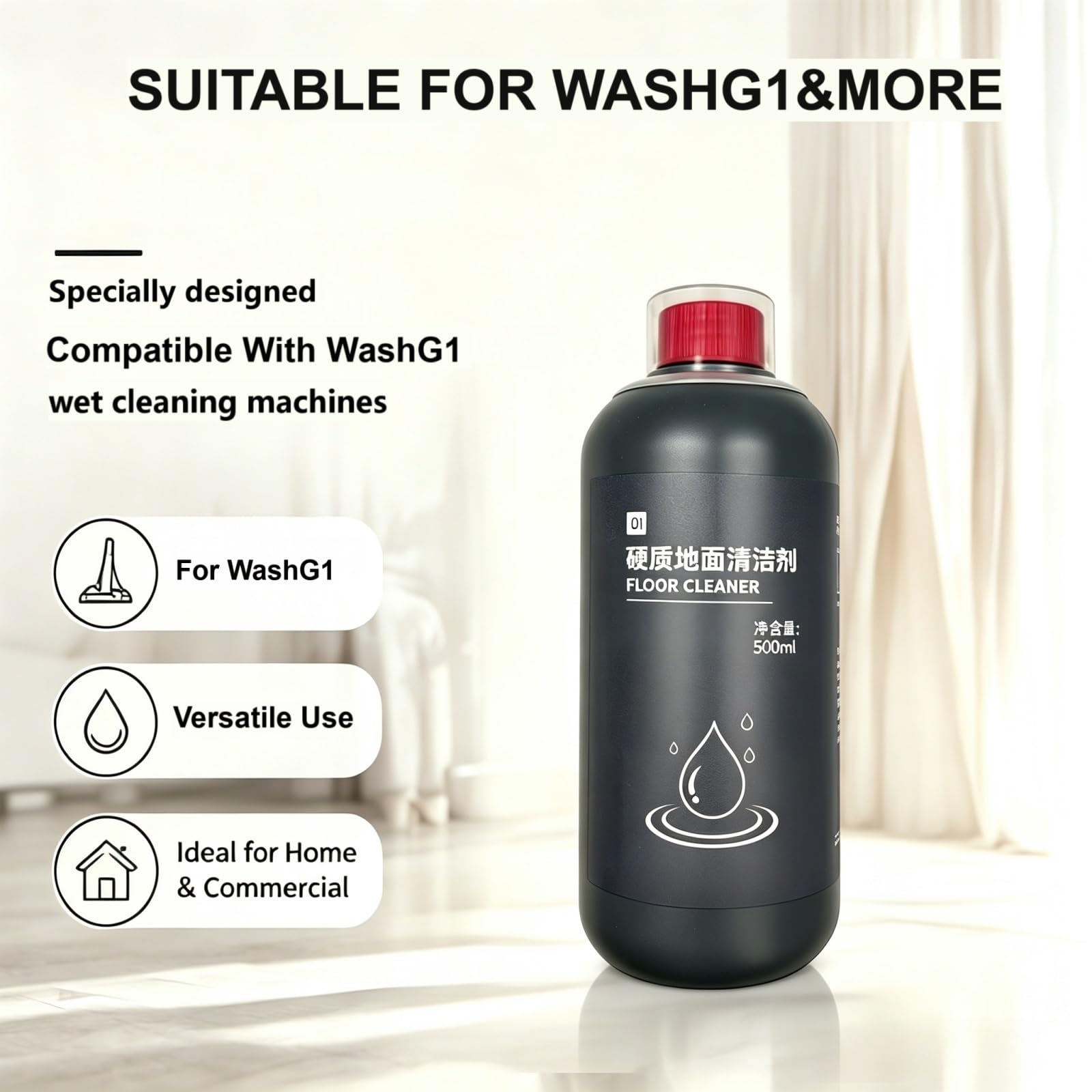 Detergente Pavimenti Concentrato, Compatibile Con Dyson WashG1 | Detergente concentrato for pavimenti duri da 500 ml, formula delicata a bassa schiuma. Nessun danno al pavimento(2pcs)