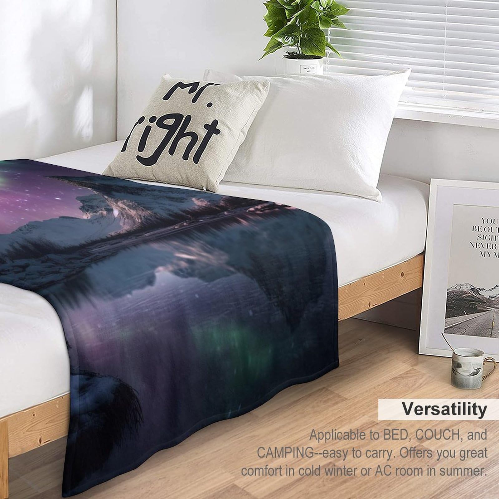 Northern Light Plüschdecke – Galaxie & Kiefern Design, Flauschig, Wendbar, In Verschiedenen Größen Erhältlich