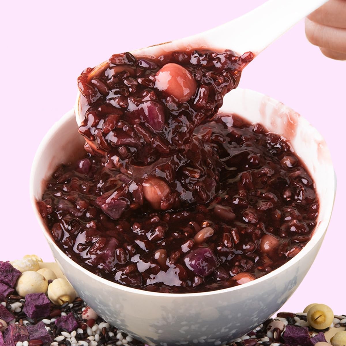 Patata Dolce Riso Nero Cereali Porridge Zuppa Colazione Miscela | Confezione 1250g Con Arachidi Fagioli Loto Per Cuociriso. Chicchi Pieni, Rapporto Acqua Da 1:7 A 1:10.
