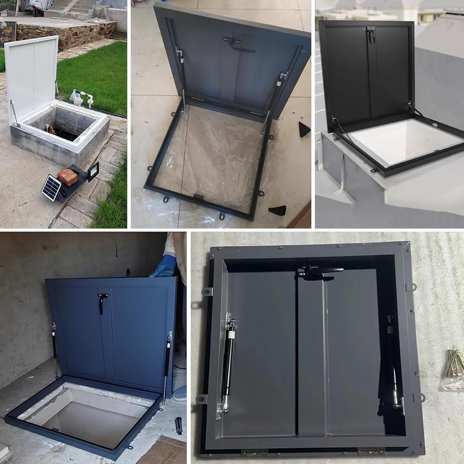 Roof Access Hatch Door Roof Skylight Rain Cover, Heavy Duty Commercial Roof Access Hatch, Rooftop Hatchs Cover Plate with Locking Handle, Wellhead Lid, Cellar Covers(LxW 50x50cm/19.7x19.7in)