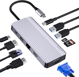 Bestor 10 in 1 USB C Hub| Laptop, Multiports USB 3.0 Upto 5Gbps, Certified HDMI 4K 60Hz VGA 1920 X 1080P 60 Hz, RJ45 10/10... Price In India