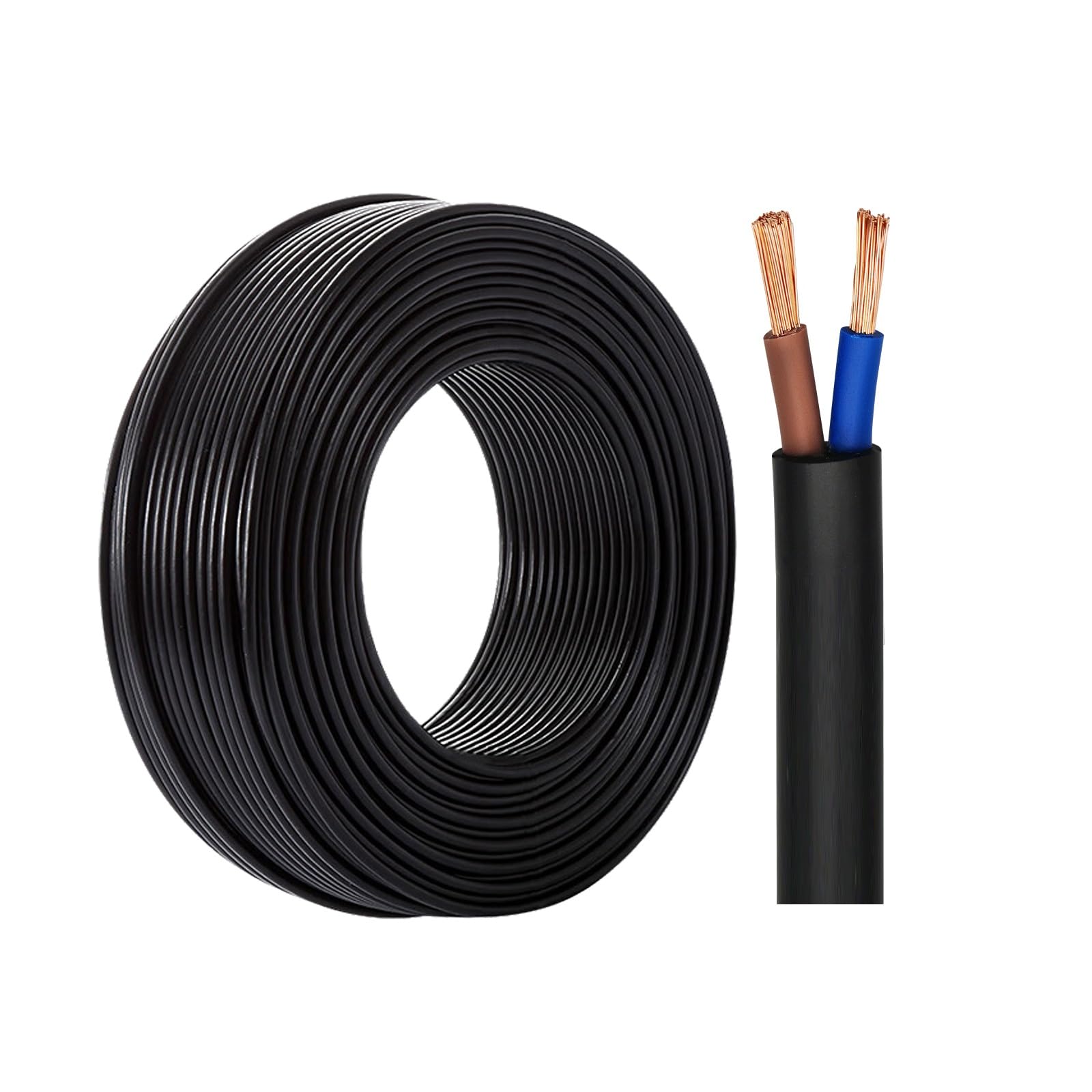 Cavo RVV 2 Conduttori In Rame Flessibile, Certificato CCC, 15 Ft, Sezione 0,5–1,5 Mm². Ideale Per Illuminazione Interna, Elettrodomestici E Domotica. Sicuro E Affidabile(15ft,2.5mm²)