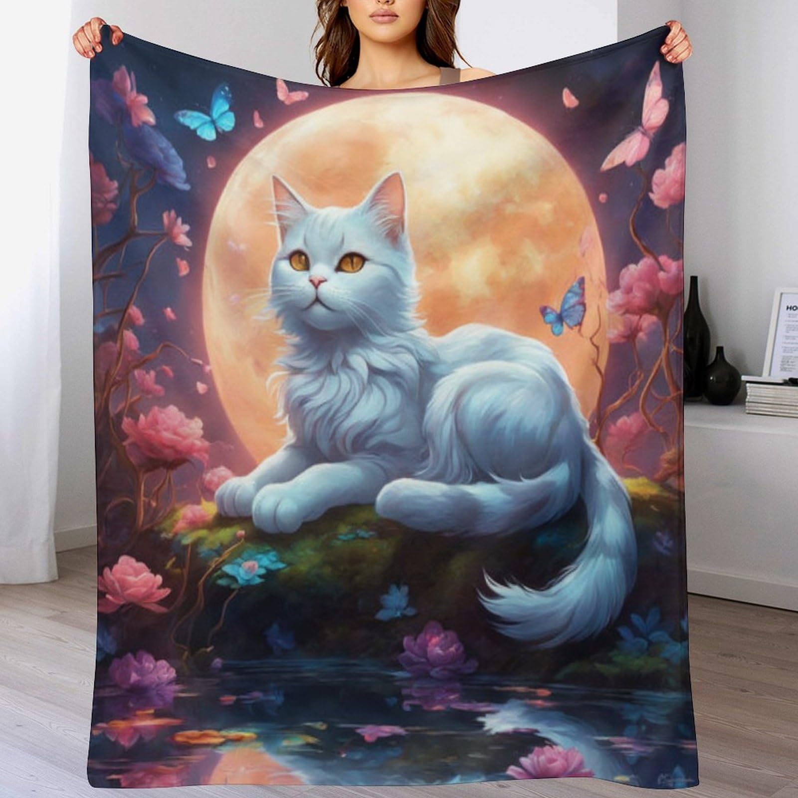 Couverture Starry Sky Chat, idée de cadeau idéale | Plaid doux en flannel pour lit