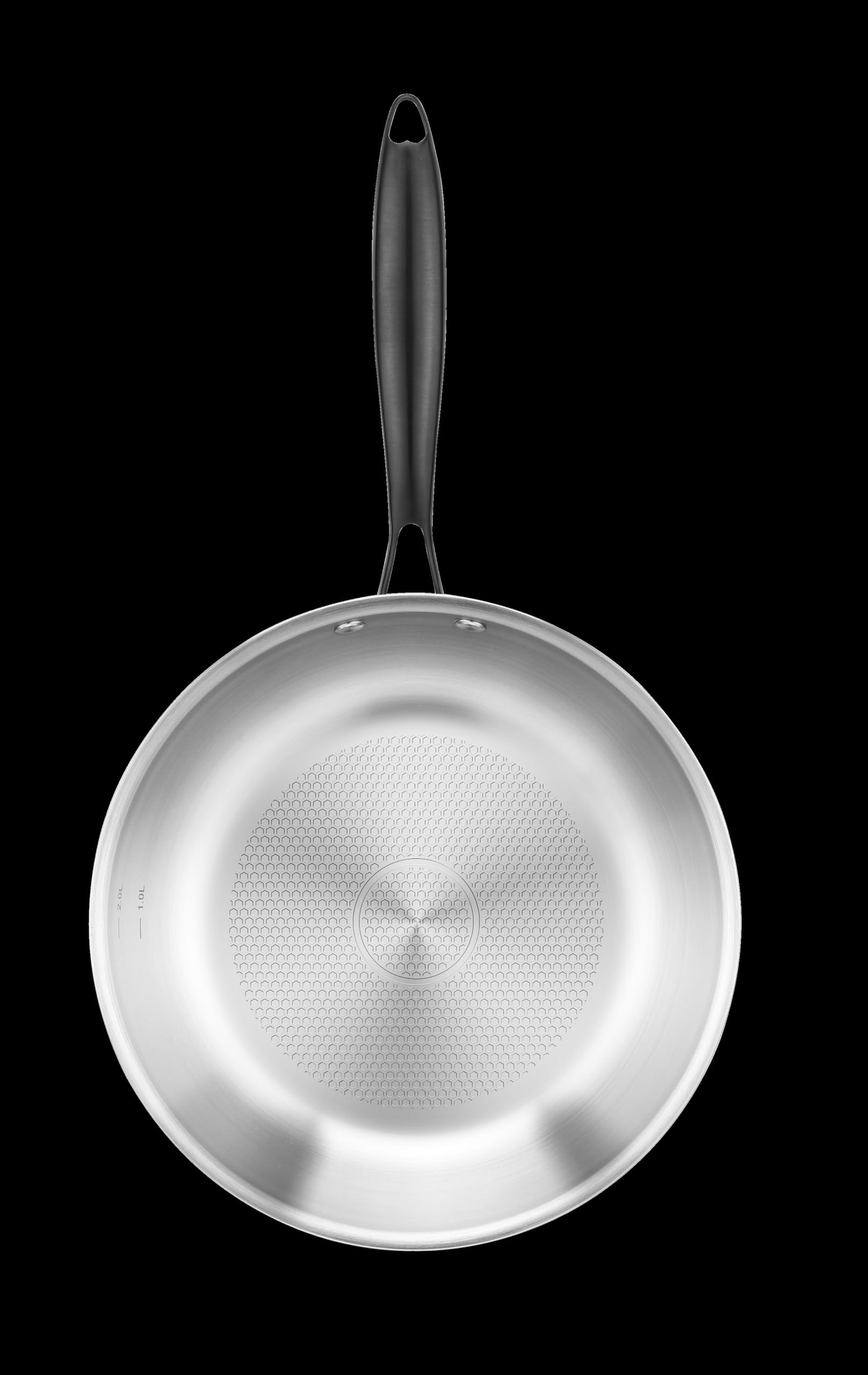 ARTHUR MARTIN - Sauteuse 26 cm - Acier Inoxydable TRIPLY - Diffusion de Chaleur Optimale - Fond Avéolé Innovant - Système de Dosage d'Huile - Poignée Ergonomique PVD Noir