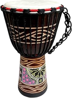 JIVE BRAND Djembe Bongo Congo African Mahogany Wood Drum With Heavy Base Goat Skin Head - Professional Quality 16" High - NOT MADE IN CHINA