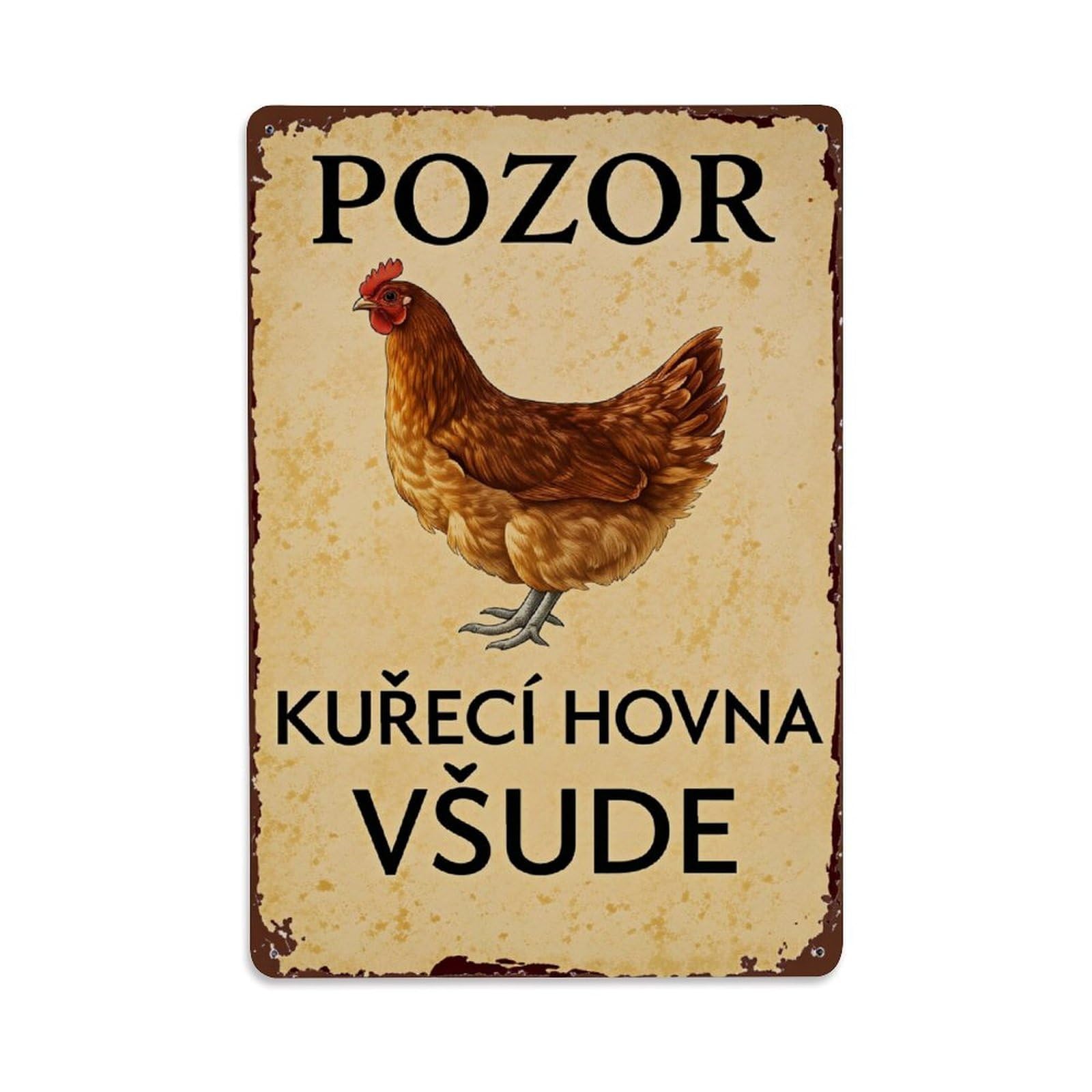 Enderetf Vintage Caution Chicken Shit Everywhere Tin Sign Metal Poster, Home Bar Garage Man Cave Cafe Indoor & Outdoor Wall Decoration 8X12inches