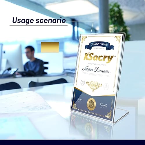 Miniatura 6 de KSacry 2 soportes acrílicos para letreros de 8.5 x 11 pulgadas, soporte de letrero inclinado, soporte de exhibición acrílico, soporte indicador