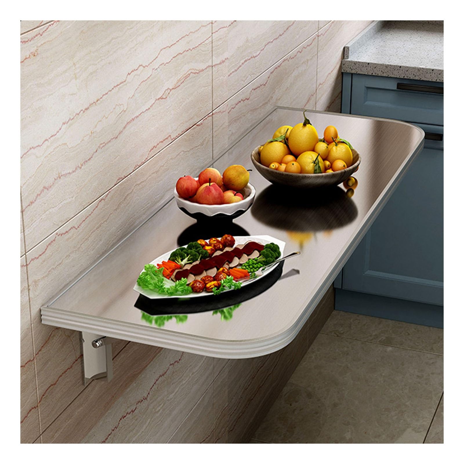 Table flottante suspendue en acier inoxydable, meuble pliant gain de place