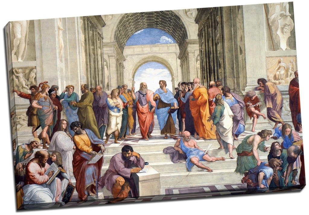 Panther Print Multicolored Raphael School Of Athens Canvas Print Picture Wall Art Large 30X20 Inches (76.2Cm X 50.8Cm)