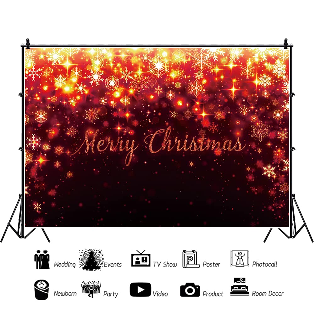 300x250cm Buon Natale Sfondo Fiocco di neve dorato Stella Glitter Fotografia Sfondo Fiocco di neve scintillante Decorazione di Capodanno Banner per decorazioni per feste di Capodanno