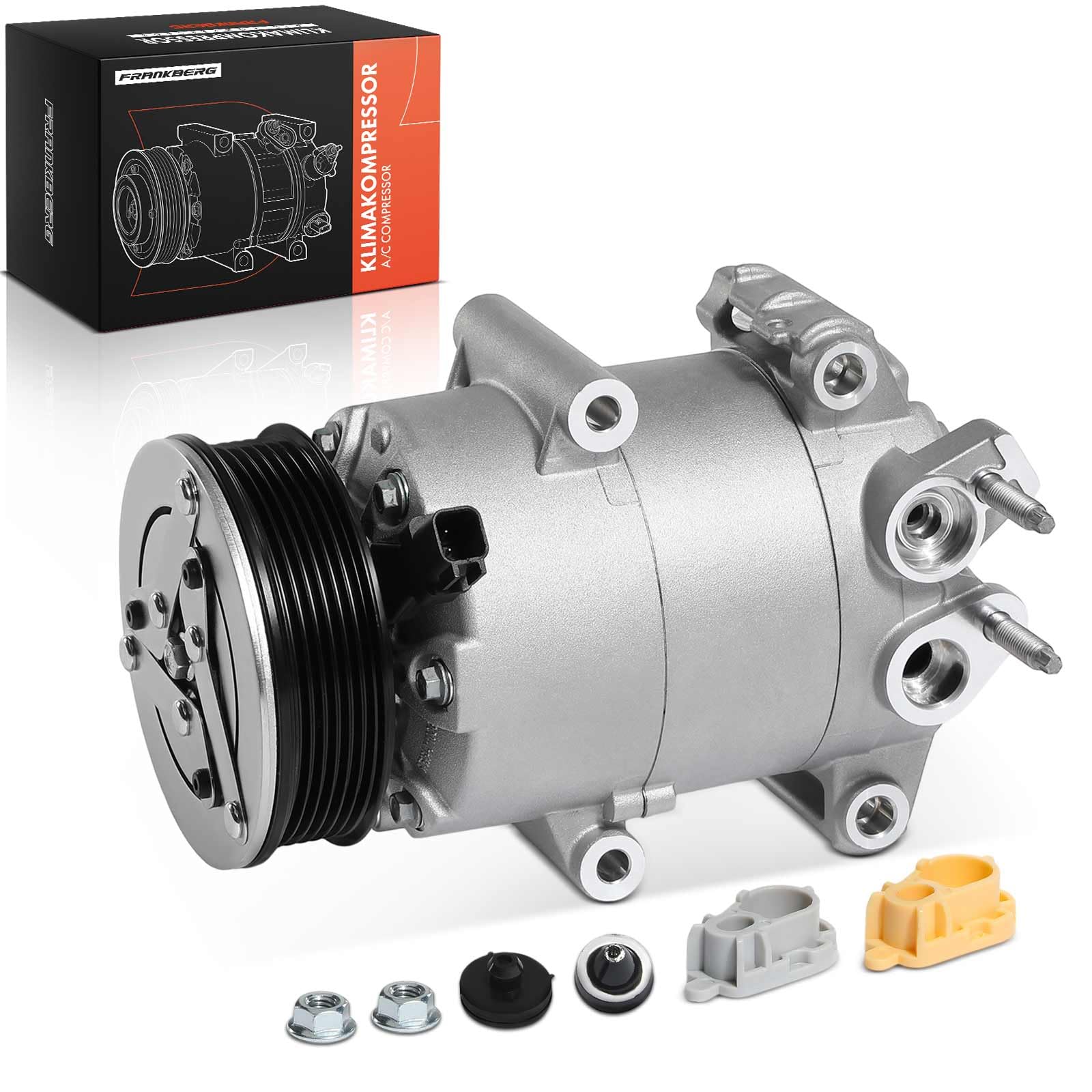 Frankberg Compressore per aria condizionata con frizione 1764088 | Compatibile con: Focus III, Focus III Box/Hatchback, Torneo Focus III, Fiesta VI Van, Fiesta VI CB1 CCN, Focus III Berlina