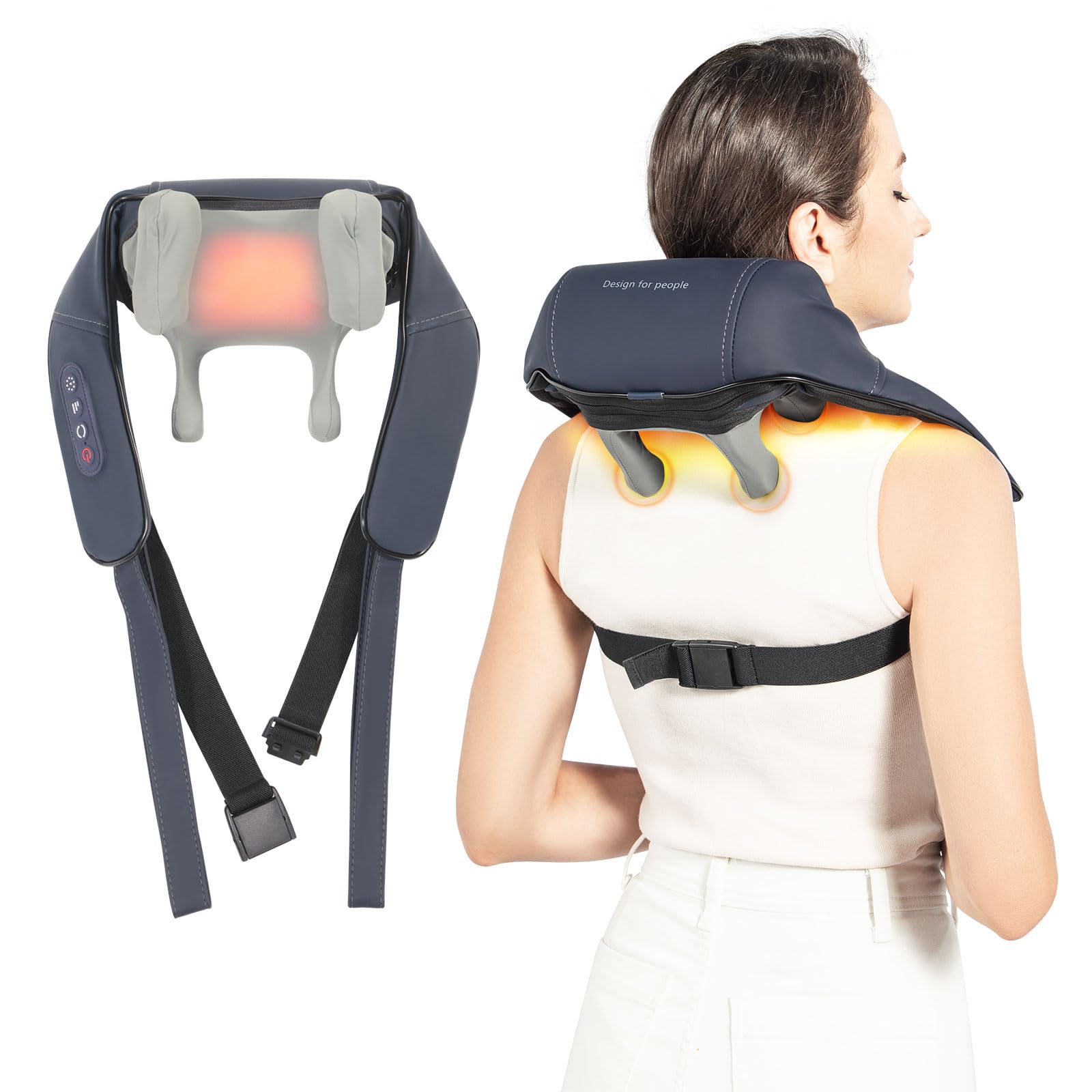 Neck and Shoulder Massager with Infrared, Shiatsu Back Massager for Pain Relief, Cordless Electric Deep Tissue 6D Kneading Massager for Neck, Shoulder, Leg, Back Muscle Tension Release