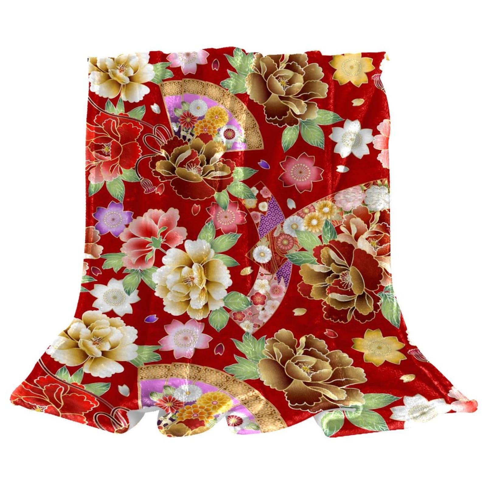 Jeté de lit en polaire rouge couverture pelucheuse pivoine