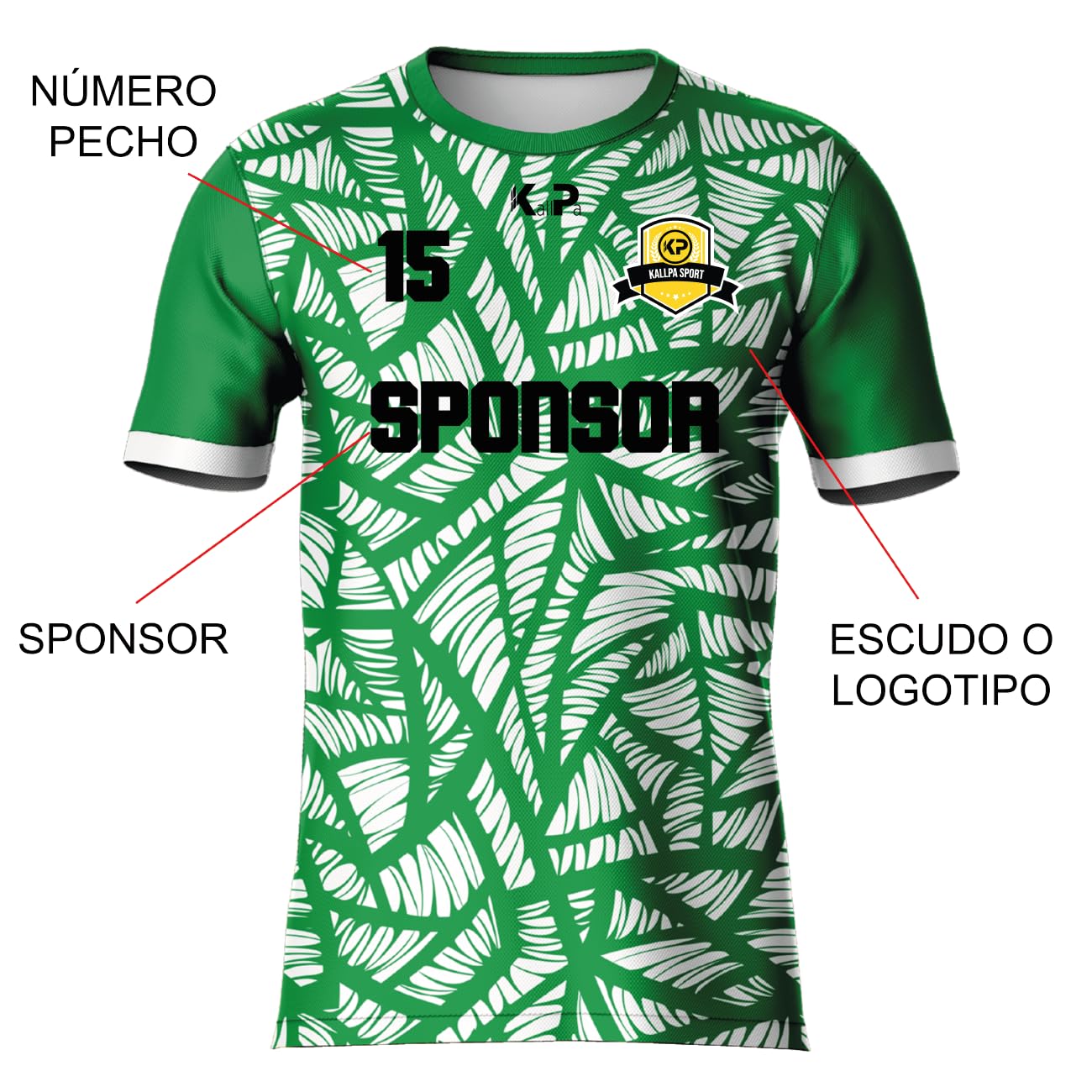 KALLPA SPORT Equipación Deportiva de fútbol personalizada. Niños y adultos. Camiseta y calzona. Personaliza con nombre, escudo, número y sponsor.