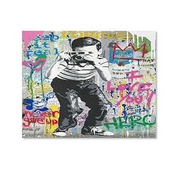 バンクシーポスター美品 Amazon.co.jp: バンクシーグラフィティアートスマイルキャンバス