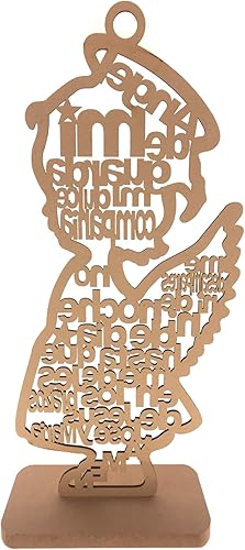 Neighborhood Ángel bebé religioso, bautismo, comunión, oración, soporte de tallado de madera o decoración de pared con soporte extraíble (niña)