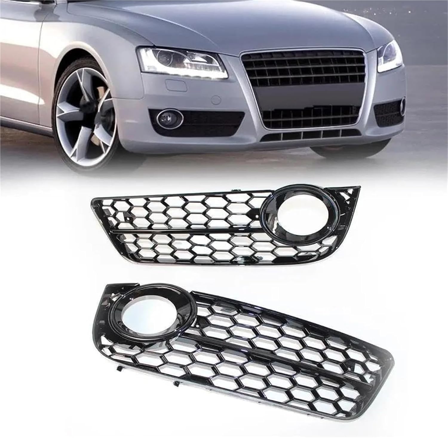 車のフォグランプグリル A5 2008-2011用 フォグランプグリル フロントバンパー 左右