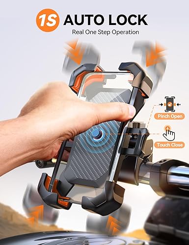 Miniatura 9 de Joyroom Soporte para teléfono de motocicleta 1s bloqueo automático 100 mph militar antiagitación Soporte para teléfono de bicicleta para bicicleta