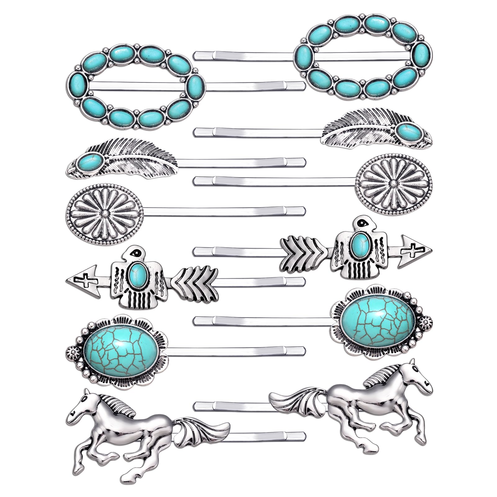 Retro Hair Pins for Women Girls Decorative Bobby Pin Turquoise Retro Hair Pins Vintage Hairpins Cowgirl Western Hair Clips Boho Hair Clips Headwear