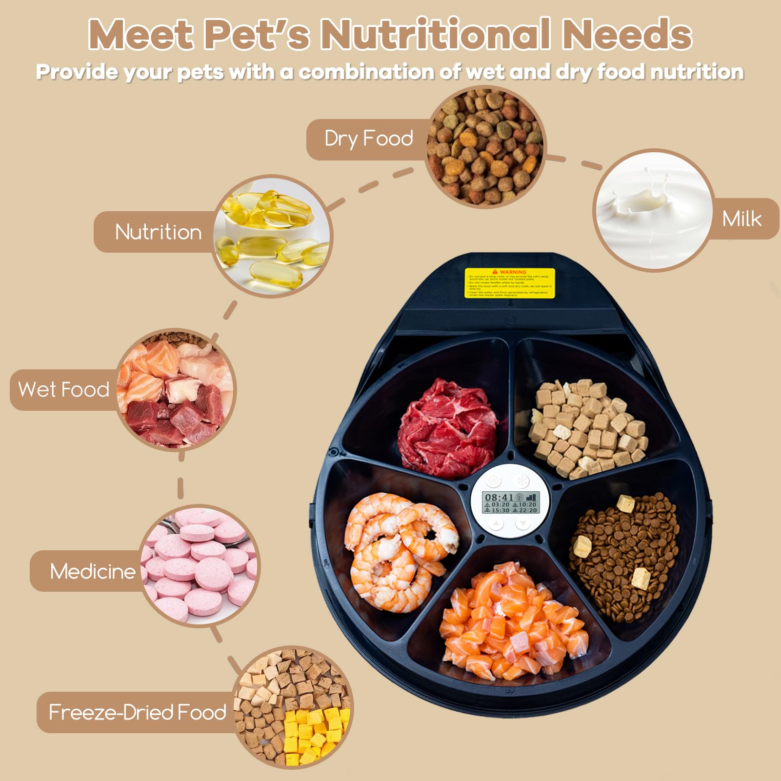UBPET Automatic Cat Feeder Wet Food, 2025 Upgraded Refrigerated Auto Cat Feeder with Semiconductor Cooling, 4 Days Freshness 5 Meals, Pet Food Dispenser for Cats and Small Dogs, Easy to Clean - image 6