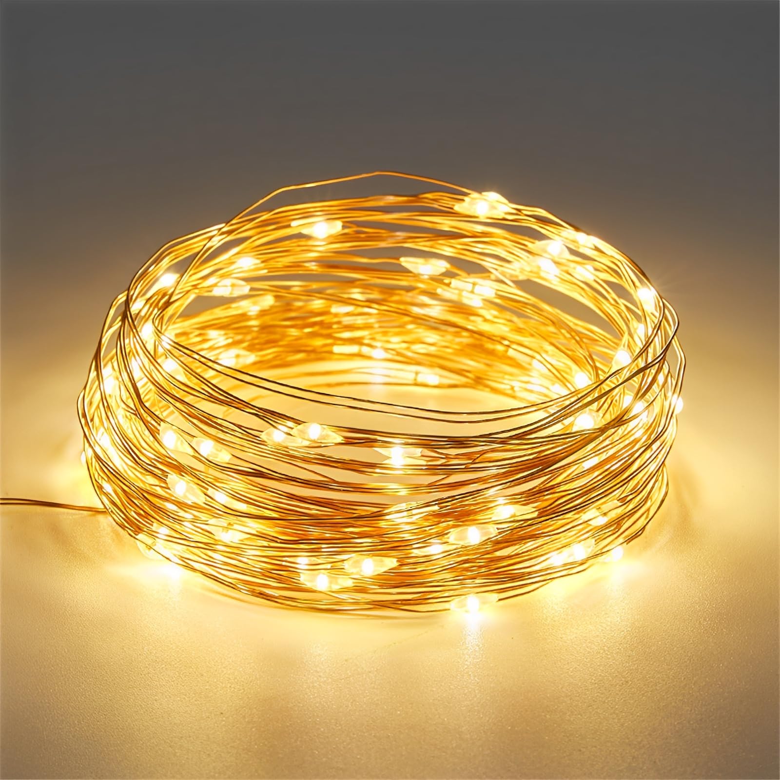 FANSU LED Garden Lights, Copper Wire 8 Modes Indoor/Outdoor Solar String Lights, Solar Lights Outdoor Garden, for Patio Yard Home Christmas Parties Wedding Decorations (Warm White,12M/100LED)