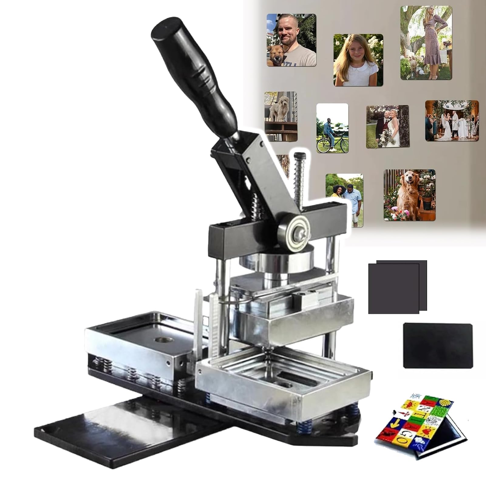 GTHTUHFD Fridge Magnet Machine Magnet Maker Machine Press Square Square Magnet Making Kit 50 50Mm 80 53Mm 90 65Mm With 1 Press Machine 1 Paper Cutter And 100 Sets Consumables