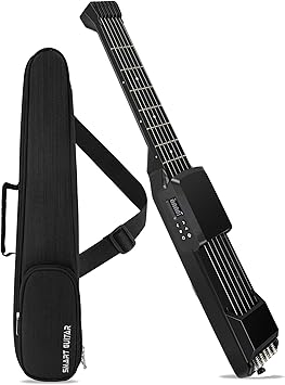 USB Charging Smart Acoustic Electric Pocket Travel Chord Practice Portable Guitar Neck for Beginner AI LCD BLACK