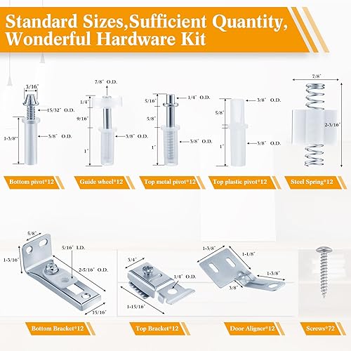 Miniatura 2 de Paquete de 12 kits de hardware de puerta plegable para armario, kit de reparación de puerta de armario, incluye riel de rueda guía de 78 a 1