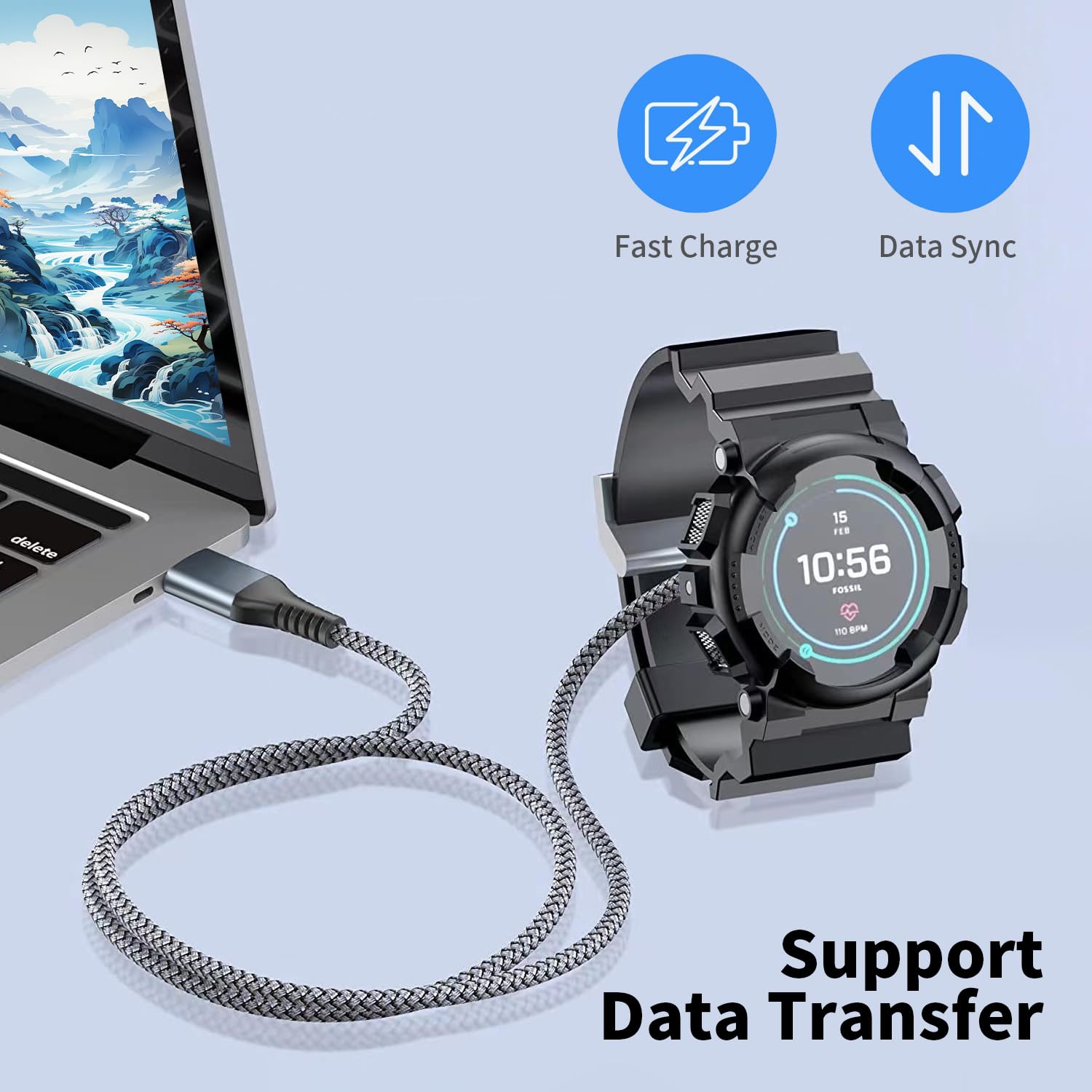 Cavo di ricarica USB-C per orologi Garmin,cavo di ricarica USB-C per Garmin Fenix ​​8/8 Solar/7S/7X/E/6,Forerunner 945/955/965/265/55,Tactix,Vivoactive 4S/5,Venu 2S/3S/SQ,Epix Pro 2,Instinct 2X