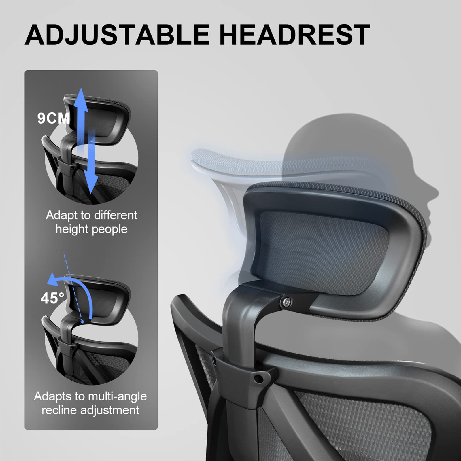 SIHOO M18 Ergonomic Office Chair, Upgraded Wheels, Mesh Back Desk Chair view 4