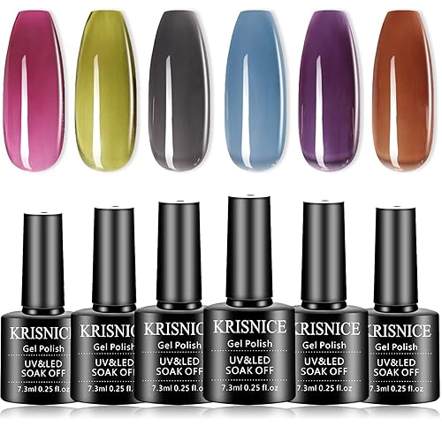 KRISNICE Juego de esmaltes de gel magnéticos 3D para ojo de gato, 6 colores para otoño, otoño, otoño e invierno, salsa dorada, rojo, marrón, KRISNICE Juego de esmaltes de gel magnéticos 3D para ojo de gato, 6 colores para otoño, otoño, otoño e invierno, salsa dorada, rojo, marrón,