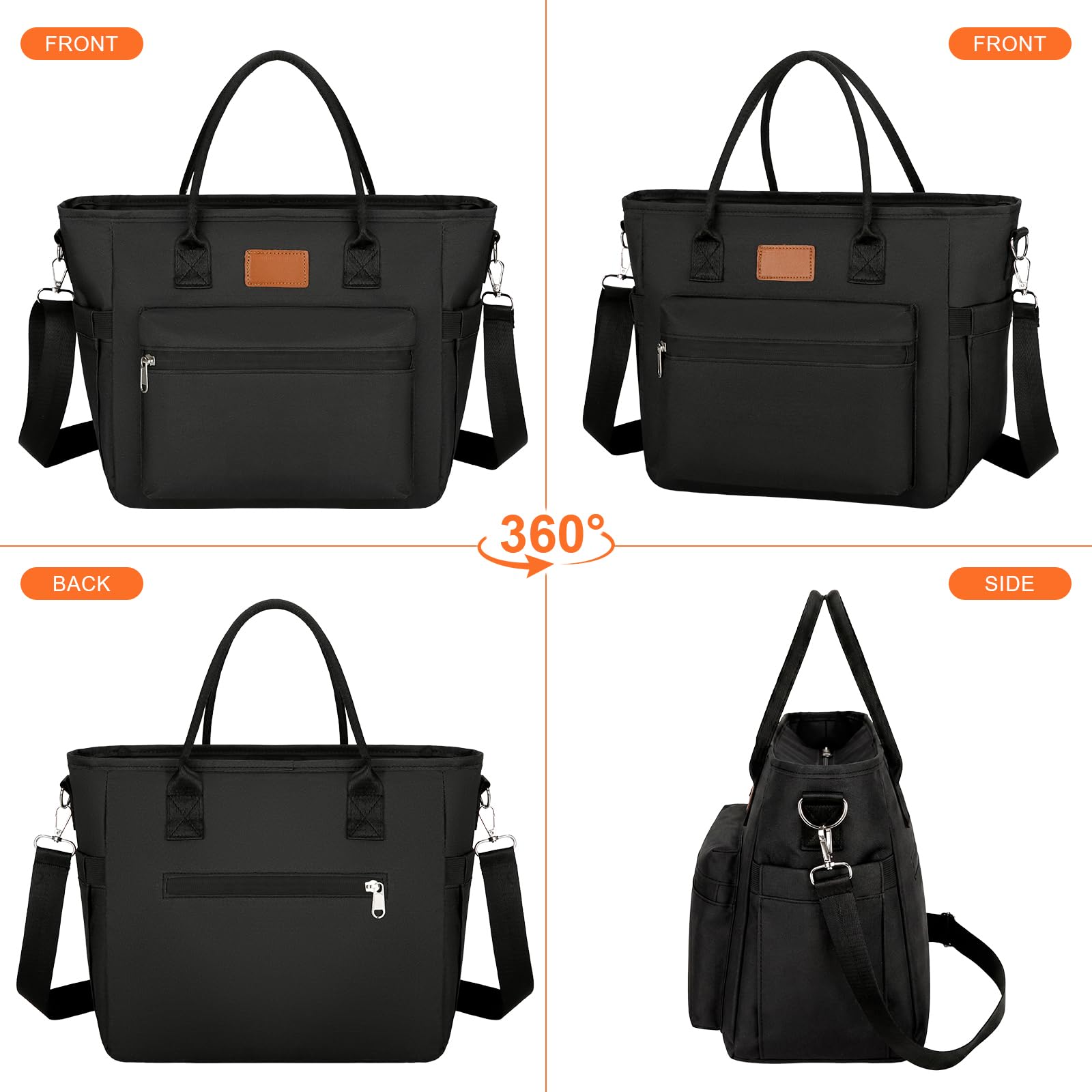 Nanxson ha isolato la borsa di pranzo per gli uomini delle donne le borse termiche del pranzo il contenitore di pranzo per il picnic di lavoro (15.5L, Nero)